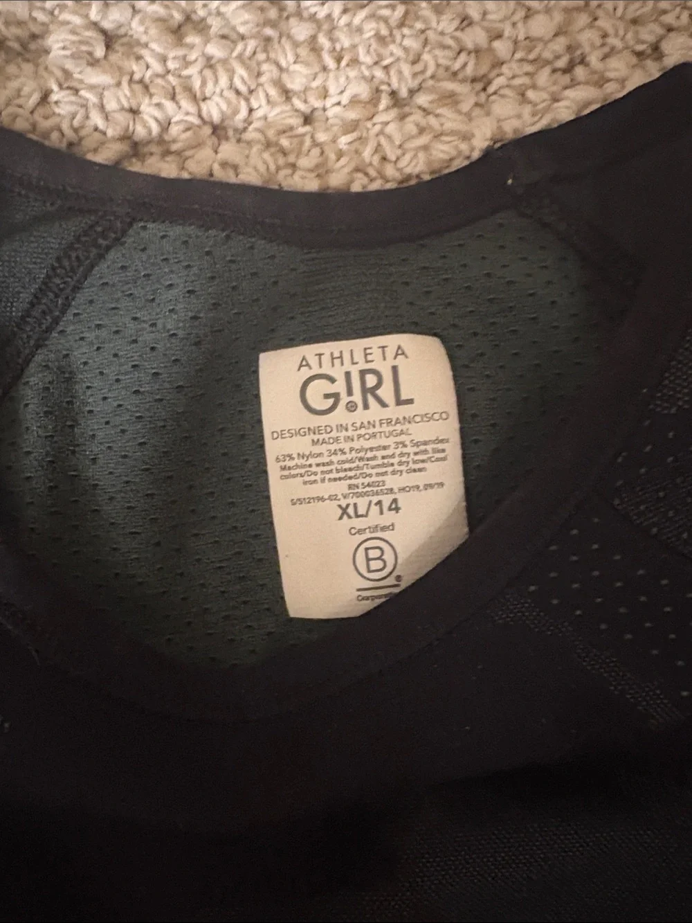Athleta Black Camo Crewneck Top